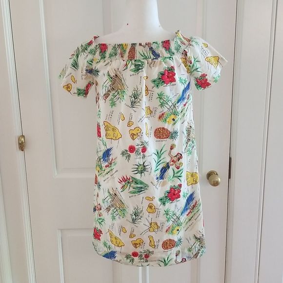- J. Crew, Hawaiian print shift dress, 100% cotton, size 0, Hawaiian Island - Picture 4 of 16